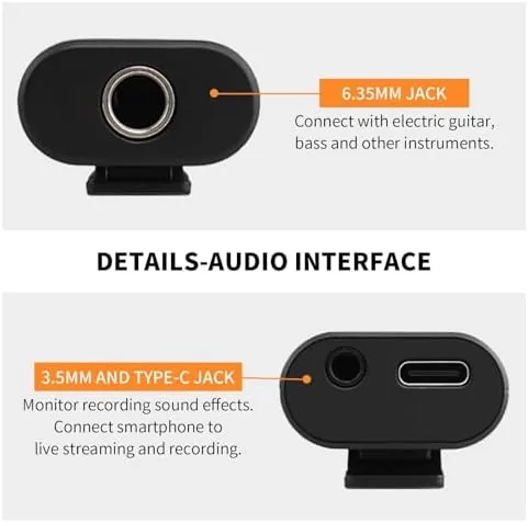 Another view of the Guitar Audio Interface Pocket Internal Recording Sound Card with Type-C