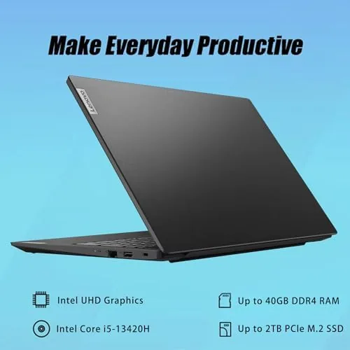 Detail shot of the Lenovo V15 Gen 4 Business Laptop, 15.6" FHD Display, Intel features