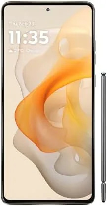 Close up of the Moto G Stylus 5G stylus silo and the stylus in hand