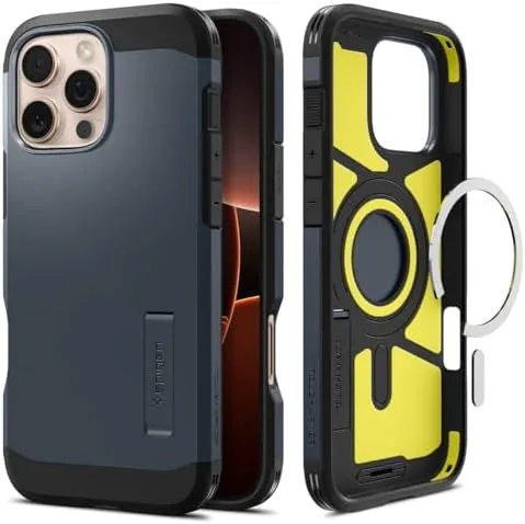 The Spigen Tough Armor MagFit case on an iPhone 16 Pro Max