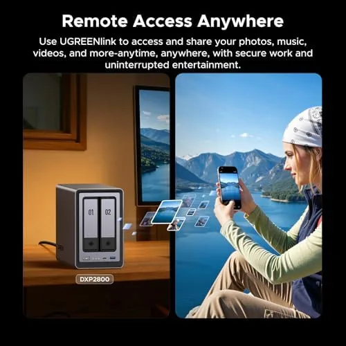 Another view of the UGREEN NAS DXP2800 2-Bay, Ideal for Advanced Home Users, Remote