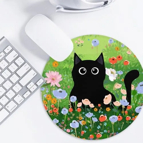 The Black cat Round Mouse Pad,Funny Small Mouse Pad with Non-Slip compared in context