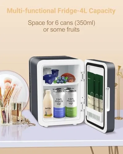The Upgrade Skincare Fridge with Dimmable LED Light Mirror, 4L/6Can Cooler in real use