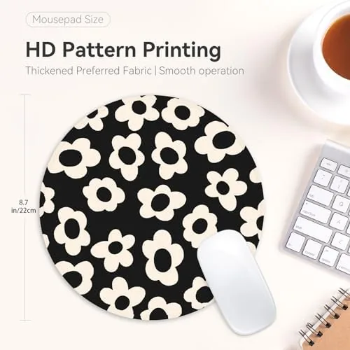 The White Flower Round Mouse Mat - Funny Small Mouse Pad in real use