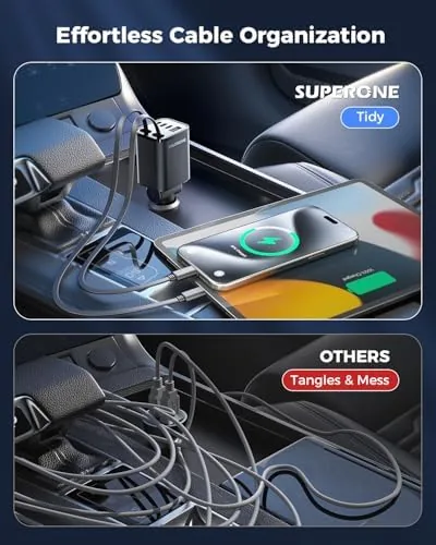 Close look at the Retractable Car Charger, SUPERONE 99W Car Phone Charger with Dual build quality