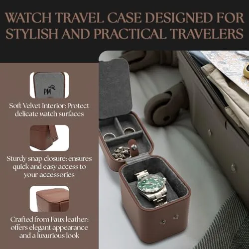 Close look at the Penitent Man Leather Watch Travel Case for Men | Smart build quality
