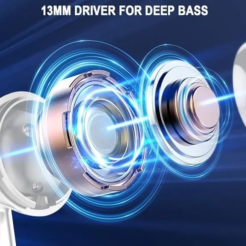 Earbuds in the case with the LED display showing a full charge