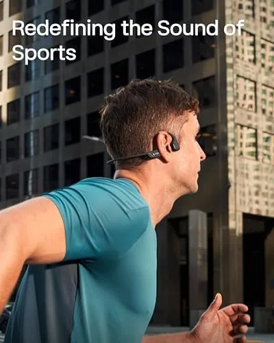 Headset worn during a cycling ride with wind noise in the background