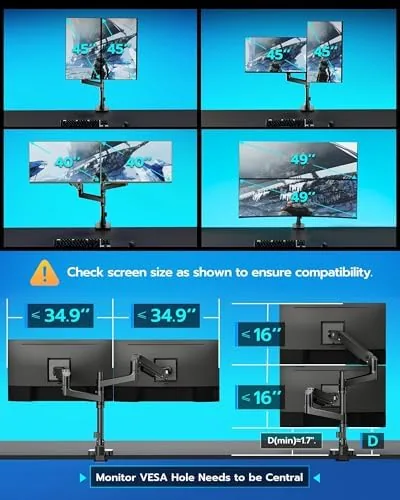 Close look at the ARES WING Stack Dual Ultrawide Monitor Mount with USB A/C build quality