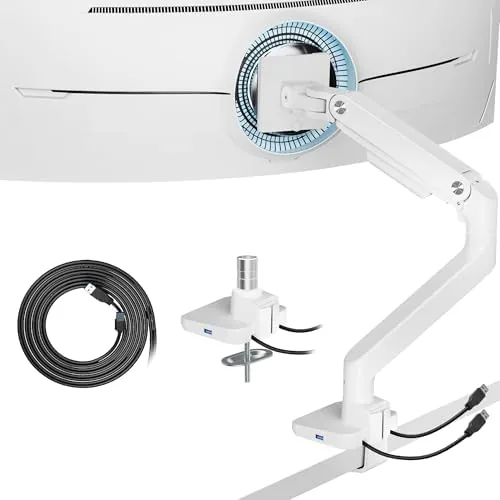 ARES WING Ultrawide Monitor Arm with USB for 17 to 49 Inch Screen, White Review: Tested and Rated