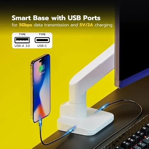Another view of the ARES WING Ultrawide Monitor Arm with USB for 17 to
