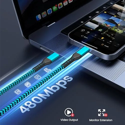 The USB C Cable, [6ft, 3-Pack 60W] PD 3.0 USB C in real use