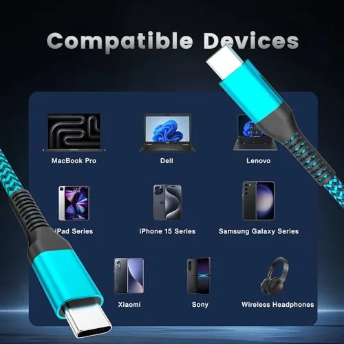 The USB C Cable, [6ft, 3-Pack 60W] PD 3.0 USB C compared in context
