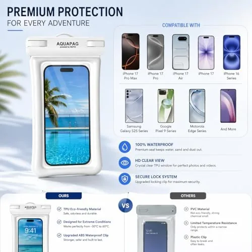 The NEPHI IPX8 Floating Waterproof Phone Pouch 2 Pack-Up to 8.0"，Floating compared in context