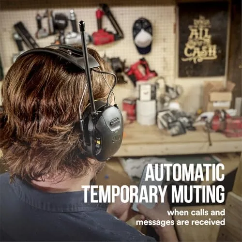 The 3M WorkTunes Connect + AM/FM Wireless Hearing Protector with Bluetooth in real use