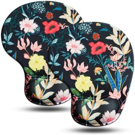 JIKIOU Ergonomic Mouse Pad with Gel Wrist Rest 2Pack, Portable Small Flower | Upgraded-Prevent Review: Tested and Rated