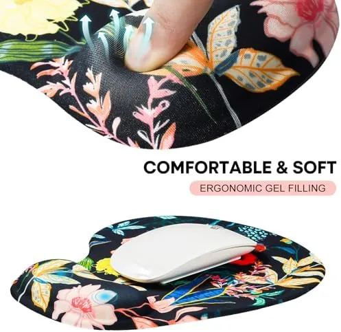 The JIKIOU Ergonomic Mouse Pad with Gel Wrist Rest 2Pack, Portable in real use