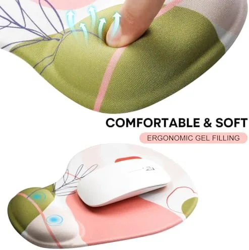 The JIKIOU Ergonomic Mouse Pad with Gel Wrist Rest 2 Pack in real use