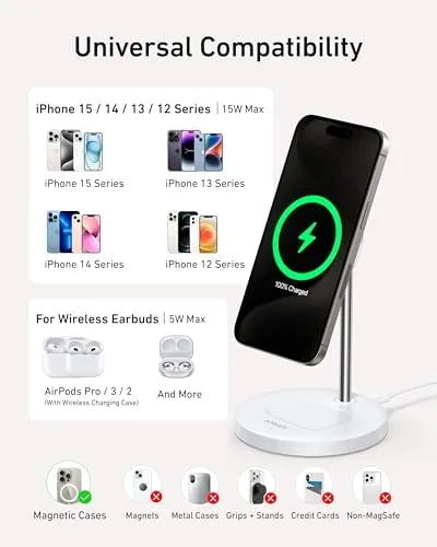 The Anker MagGo 2-in-1 MagSafe Compatible Qi2 15W Wireless Charging Stand compared in context