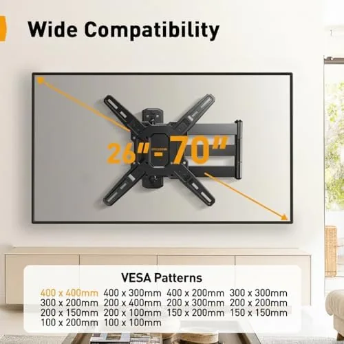 Close look at the Perlegear Long Arm TV Wall Mount for 26, 70 inch TVs build quality
