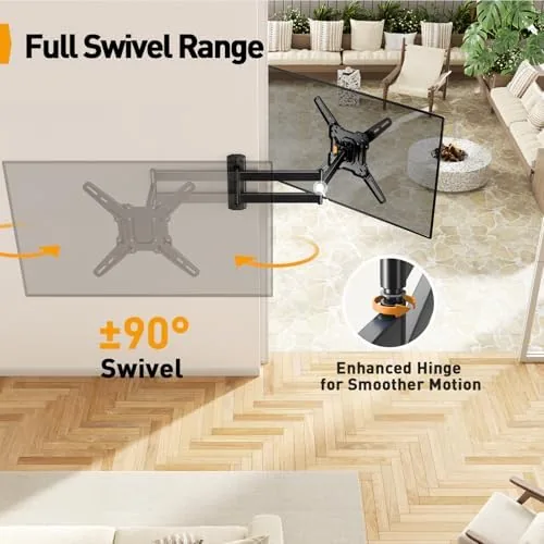 The Perlegear Long Arm TV Wall Mount for 26, 70 inch TVs in real use