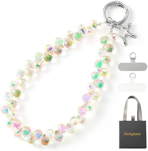 richginker Sparkling Beaded Phone Wrist Strap with Box, D-Crystal AB | Crystal Phone Charm Review: Tested and Rated