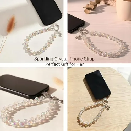 The richginker Sparkling Beaded Phone Wrist Strap with Box, D-Crystal AB in real use