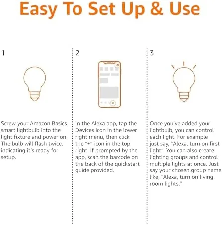 Another view of the Amazon Basics Smart A19 LED Light Bulb, Dimmable Soft White