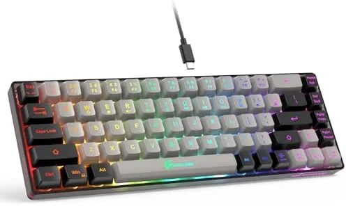 The GEODMAER 65 percent keyboard on a desk beside a gaming mouse