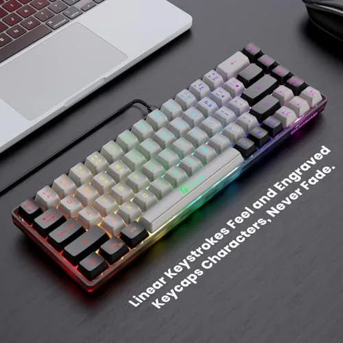 Close up of the 68 key layout and the arrow key cluster