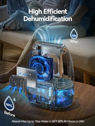 Close look at the Dehumidifiers for Home, 34 oz Small Dehumidifier for Room, Quiet build quality