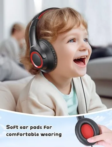 Close look at the New Bee Kids Headphones,Wired,School,Toddler Headphones Baby Headphone Lightweight for Boys/Girls/Mac/Android/Kindle/Tablet/Pad build quality