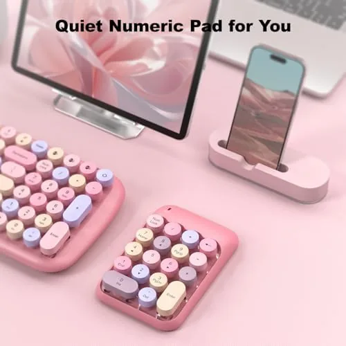 The MOFII Wireless Number Pads - Pink Numeric Keypad 18 Keys in real use