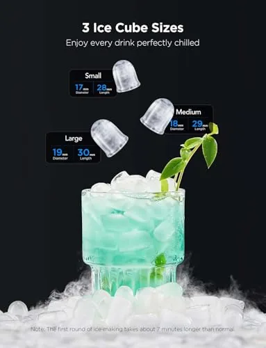 A glass of cocktail with fresh cubes beside a full basket of machine ice