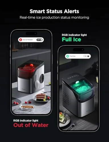 The ice maker with RGB lights glowing at an evening party
