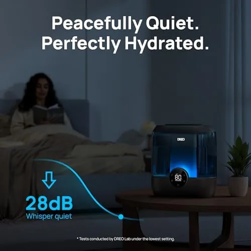 The humidifier beside healthy houseplants in a living room