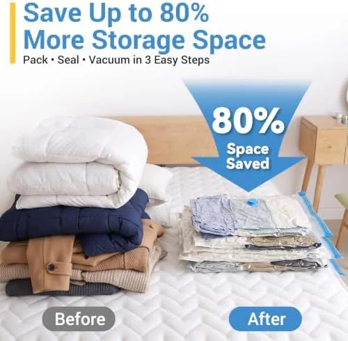 Close look at the 80% Space Saver Vacuum Storage Bags with Hand Pump, 20 build quality