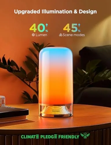 Close up of the touch controls and the frosted shade of the lamp