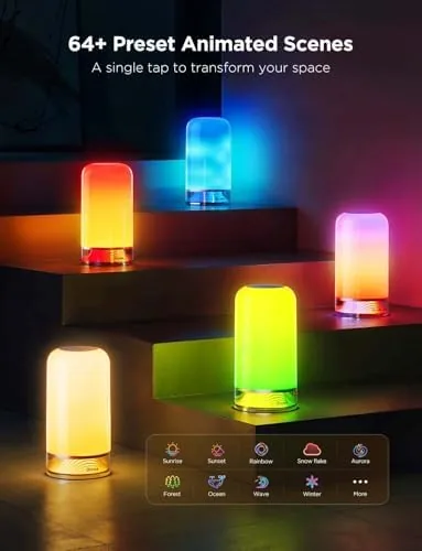 The lamp displaying a smooth gradient color transition across its shade