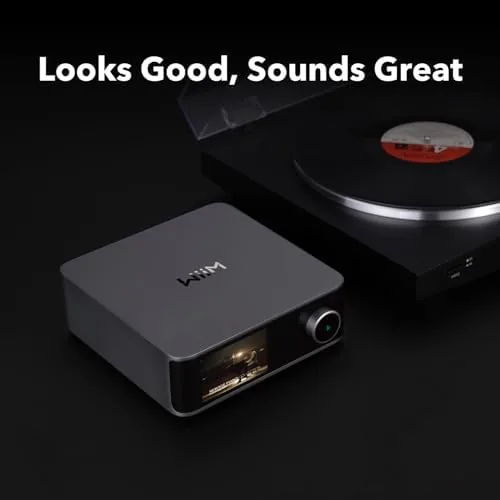 Detail shot of the WiiM Ultra Hi-Res Music Streamer with Touchscreen & ESS DAC features