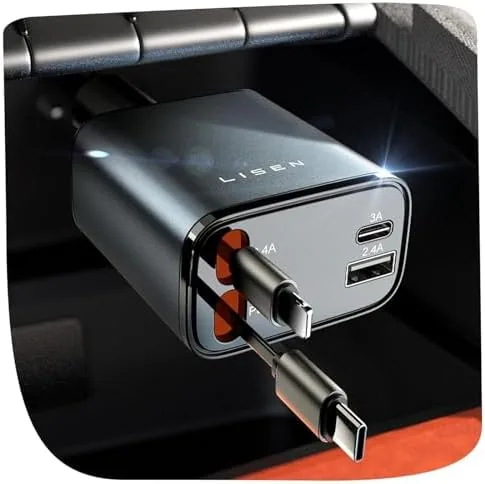 LISEN Retractable 84W Car Charger Review: Tidy Cables, Fast Output