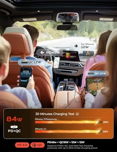 The charger retracting its cable flush into the body after use