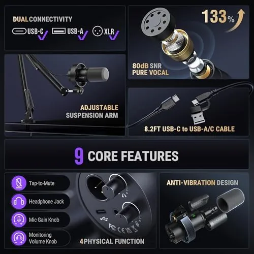 K688CT microphone connected to a PC with the boom arm