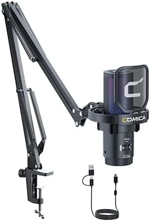 The COMICA Ejoy Uni(A) USB Gaming Microphone with Noise Reduction, RGB in real use