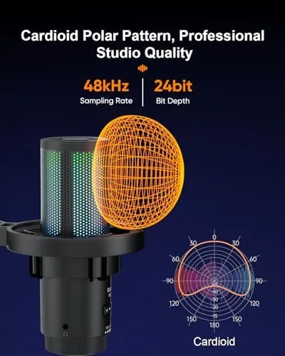 Another view of the COMICA Ejoy Uni(A) USB Gaming Microphone with Noise Reduction, RGB