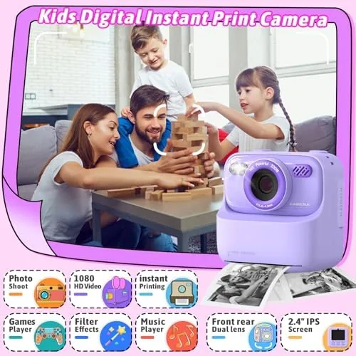 Close look at the Kids Instant Digital Cameras for Boys and Girls, 1080P HD build quality