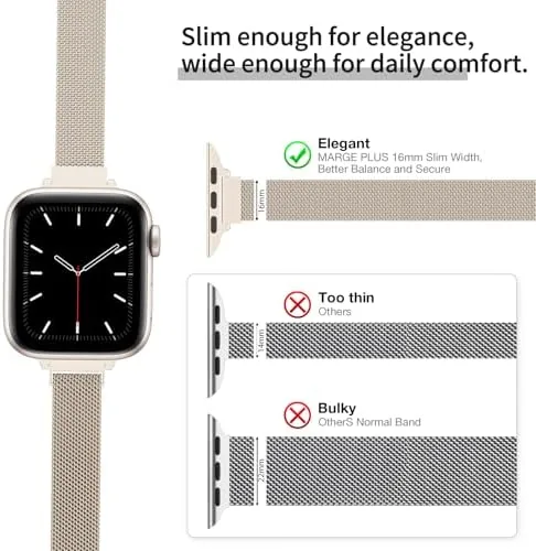 Close up of the magnetic loop clasp on the slim mesh band
