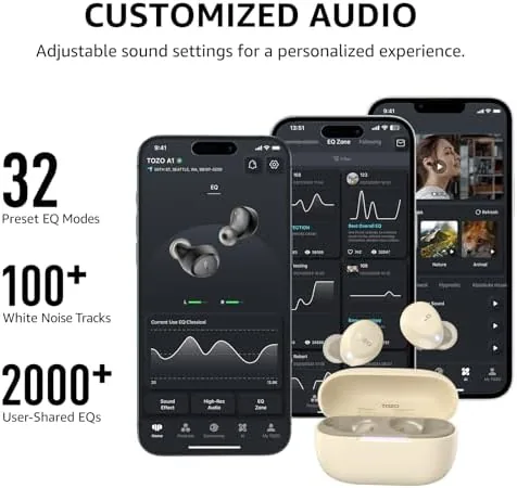 Another view of the TOZO A1 Wireless Earbuds Bluetooth 5.3 Light Weight in Ear