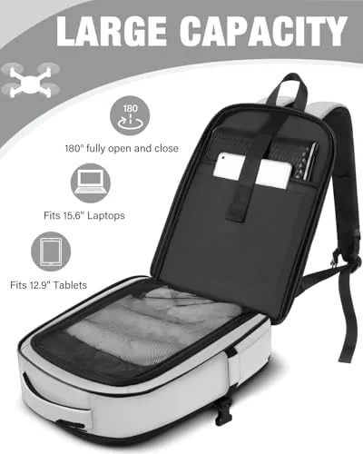 Backpack on a traveler back wearing it through an airport