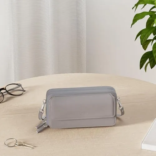 Close look at the RFID Crossbody Wallet Wristlet Purse with Phone Pocket For Women Vegan Leather build quality